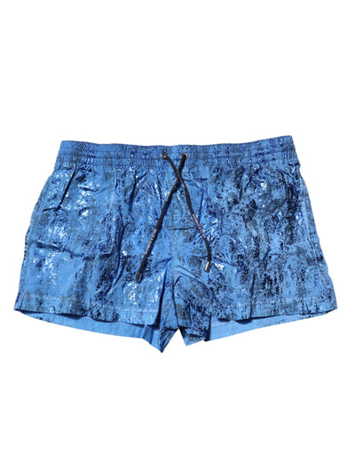 Dolce &amp; Gabbana Blue Logo Drawstring Beachwear Shorts Badmode