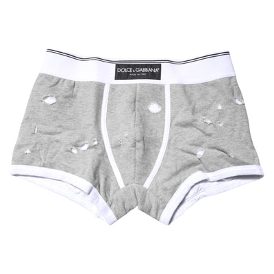 Boxer classique en coton stretch gris Dolce &amp; Gabbana