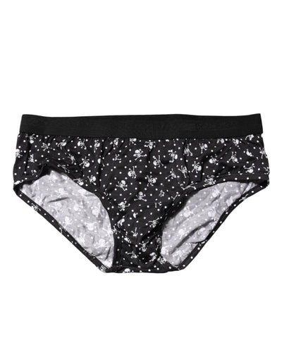 Sous-vêtement régulier en coton noir imprimé Dolce &amp; Gabbana