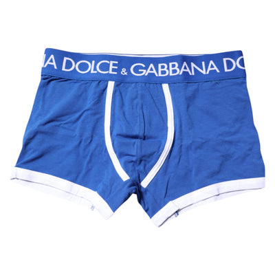 Dolce &amp; Gabbana Blue Logo Waist Regular Boxer Brief Ondergoed
