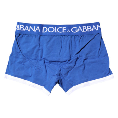 Dolce &amp; Gabbana Blue Logo Waist Regular Boxer Brief Ondergoed