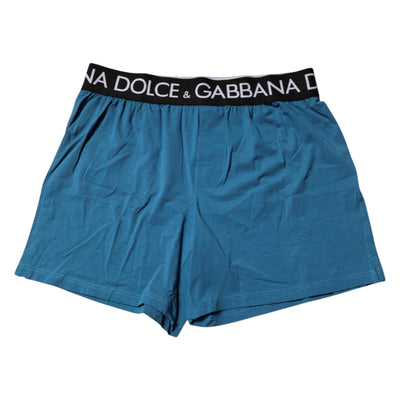 Dolce &amp; Gabbana Blue Logo Taille Regular Boxershorts Ondergoed