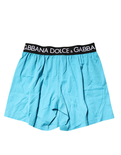 Dolce &amp; Gabbana Blue Logo Taille Regular Boxershorts Ondergoed