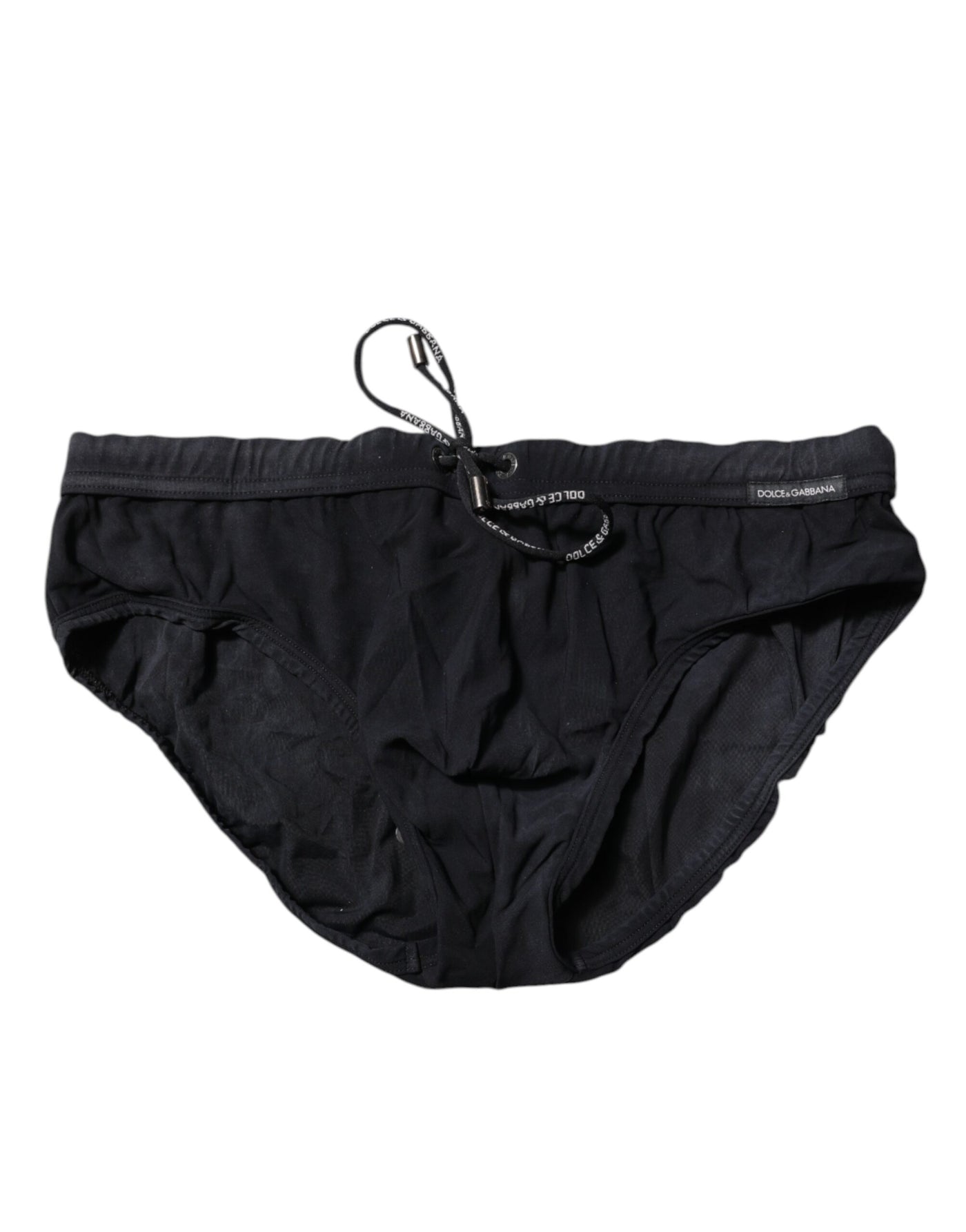 Maillot de bain slip de plage noir à cordon de serrage Dolce &amp; Gabbana pour homme