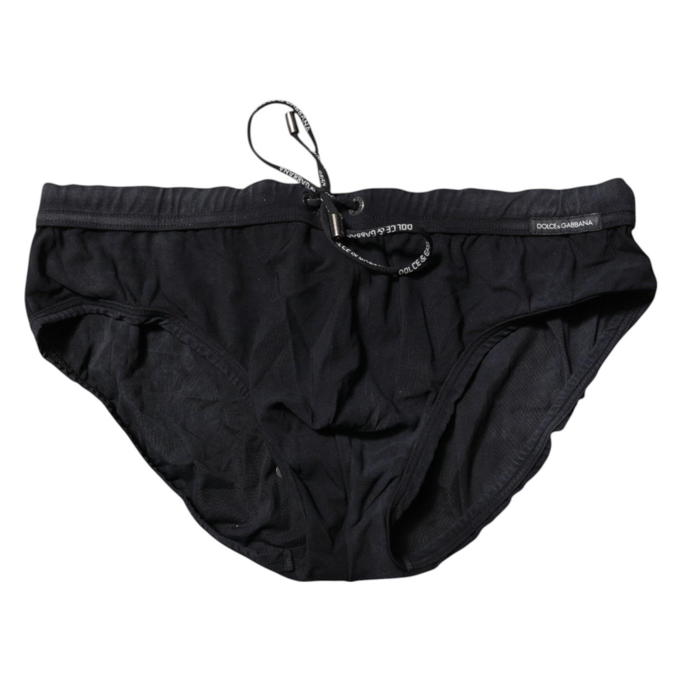 Maillot de bain slip de plage noir à cordon de serrage Dolce &amp; Gabbana pour homme