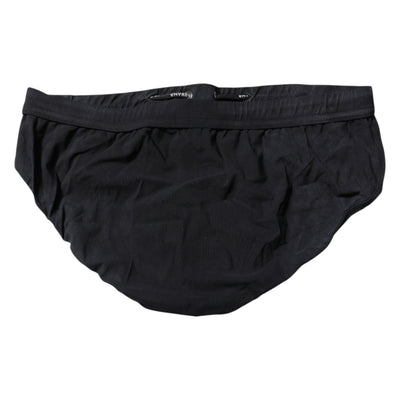 Maillot de bain slip de plage noir à cordon de serrage Dolce &amp; Gabbana pour homme