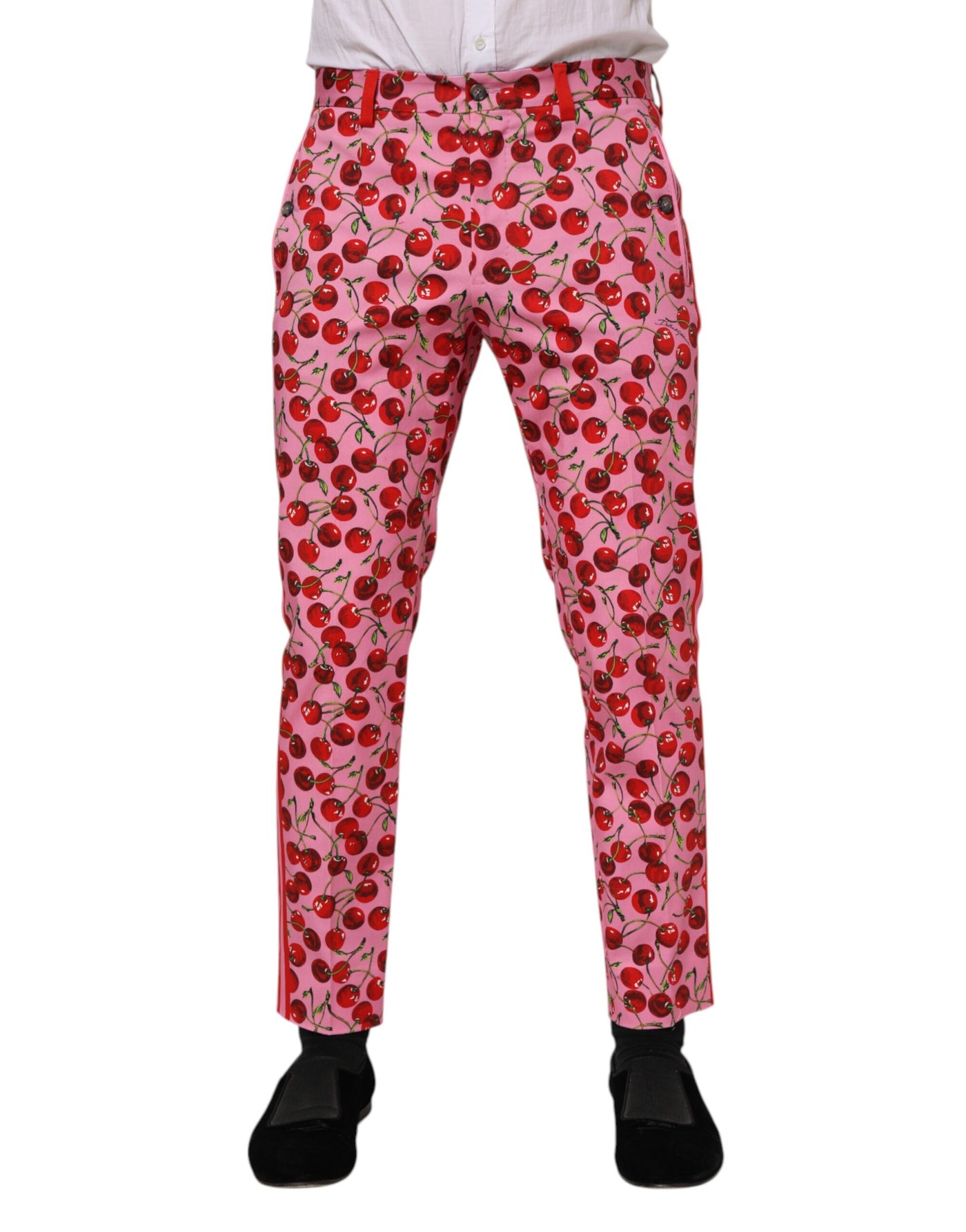Dolce &amp; Gabbana roze katoenen broek met kersenprint
