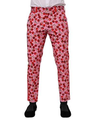 Dolce &amp; Gabbana roze katoenen broek met kersenprint