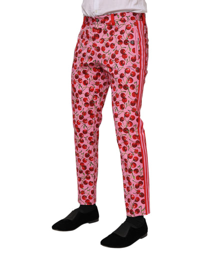 Dolce &amp; Gabbana roze katoenen broek met kersenprint