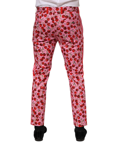 Dolce &amp; Gabbana roze katoenen broek met kersenprint