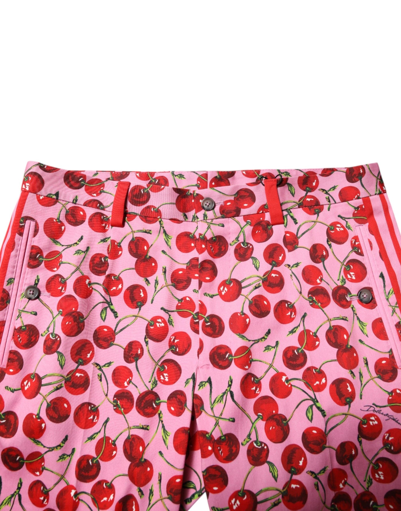 Dolce &amp; Gabbana roze katoenen broek met kersenprint