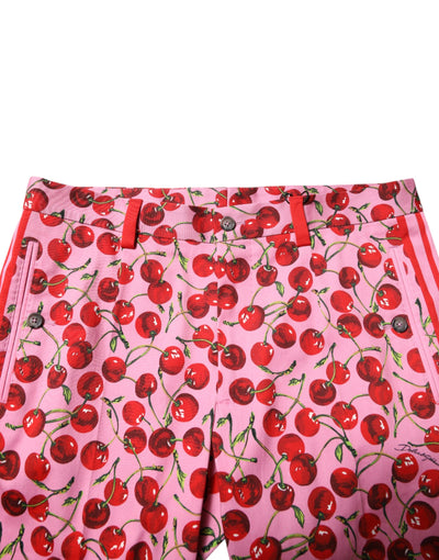 Dolce &amp; Gabbana roze katoenen broek met kersenprint