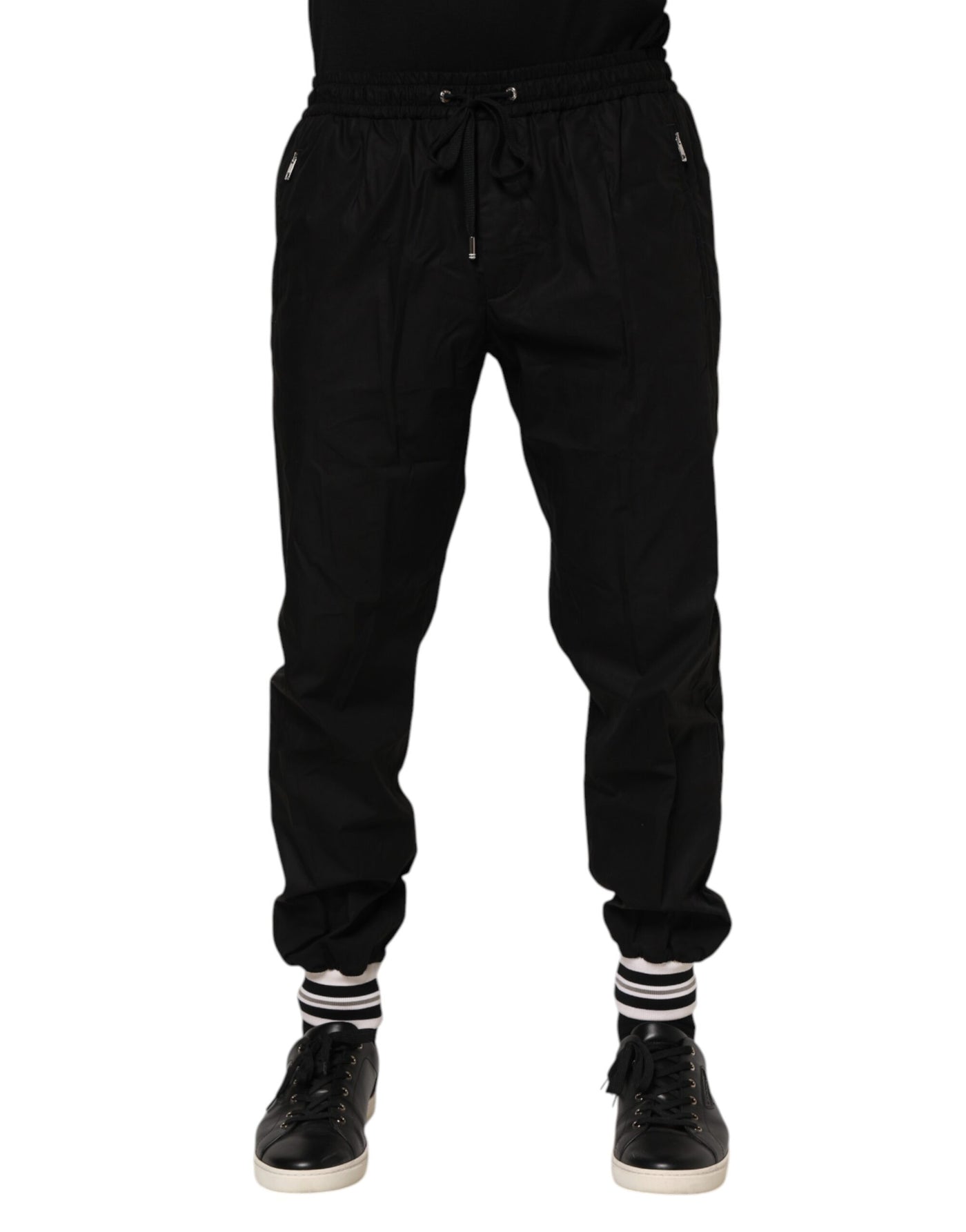 Dolce &amp; Gabbana Zwarte Katoenen Logo Tape Heren Joggingbroek