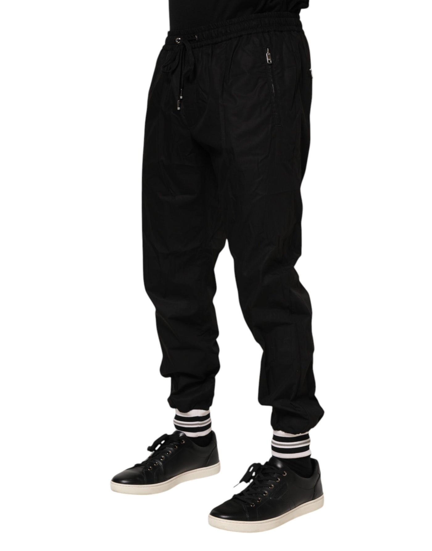 Dolce &amp; Gabbana Zwarte Katoenen Logo Tape Heren Joggingbroek