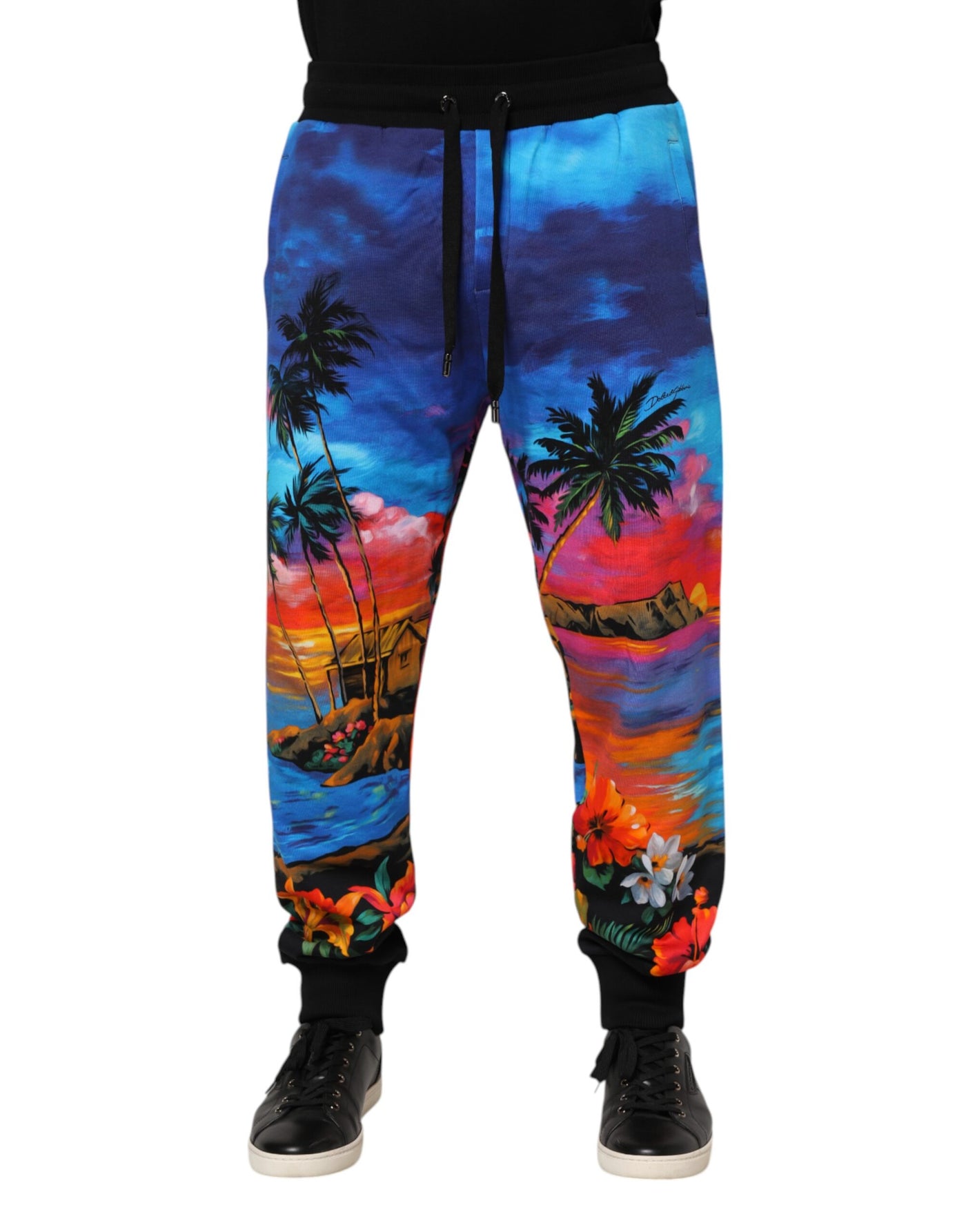 Dolce &amp; Gabbana Blauwe Hawaiiaanse Print Joggingbroek
