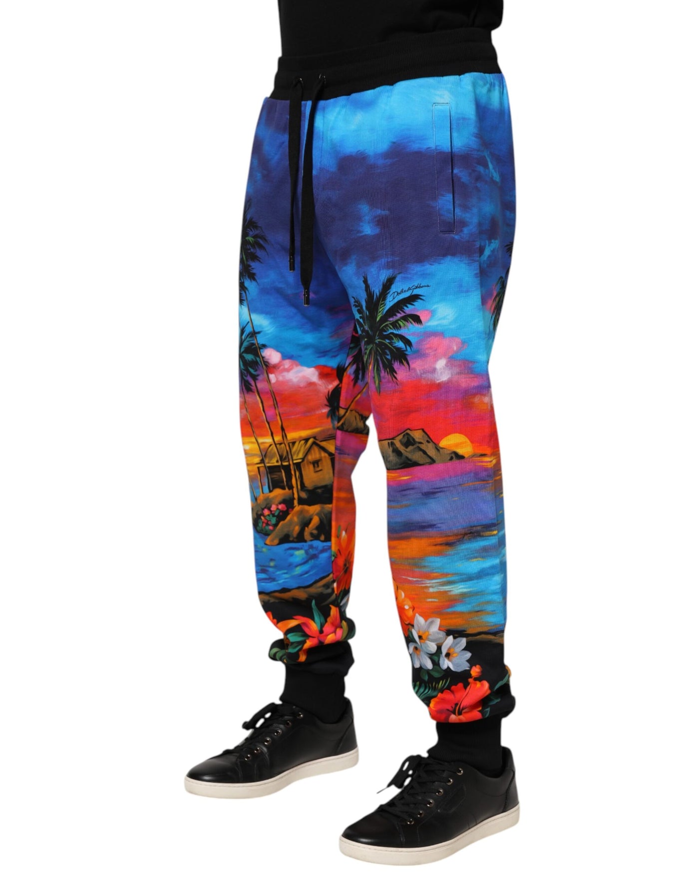 Dolce &amp; Gabbana Blauwe Hawaiiaanse Print Joggingbroek