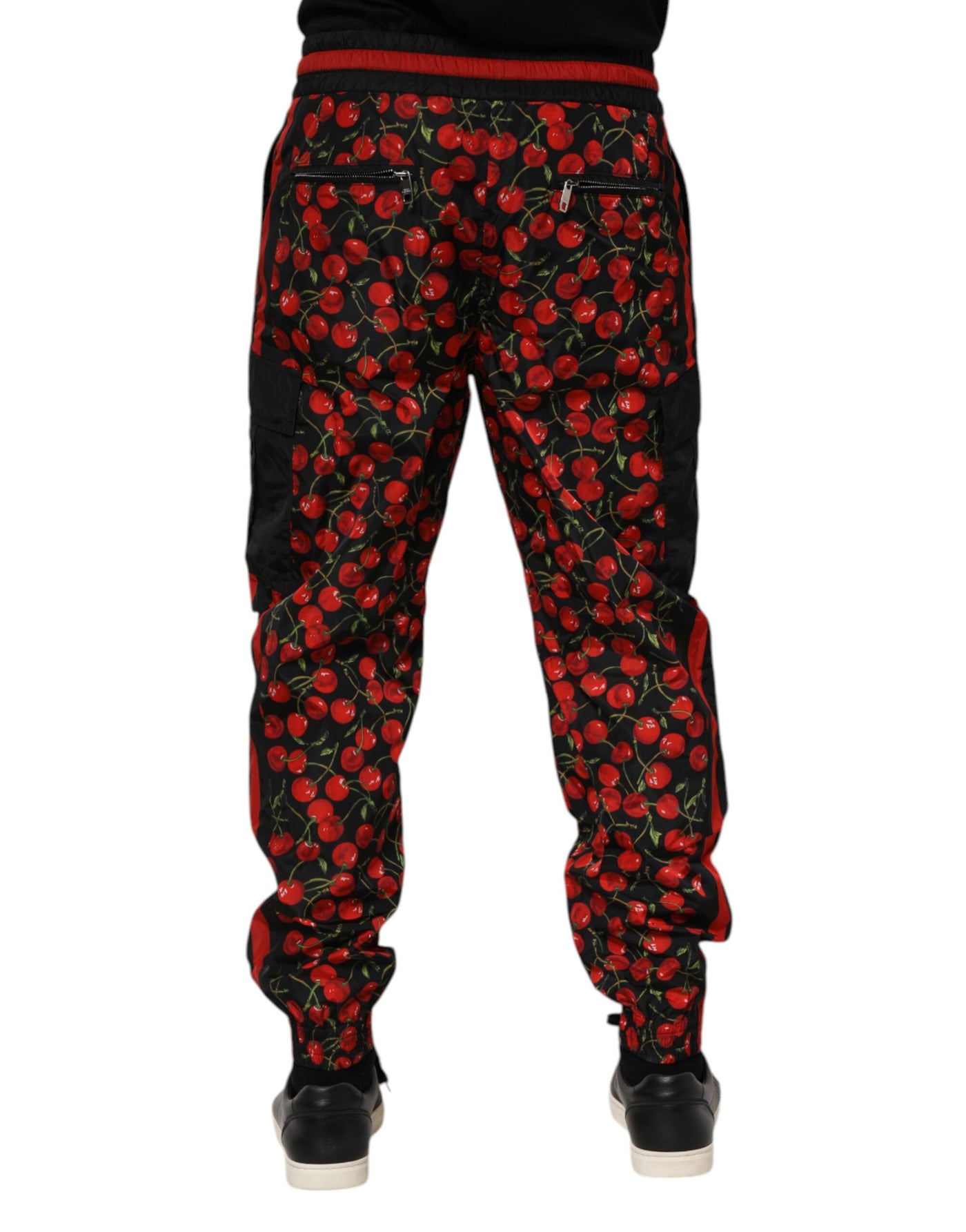 Dolce &amp; Gabbana Zwart Rood Kersenprint Heren Joggingbroek Broek