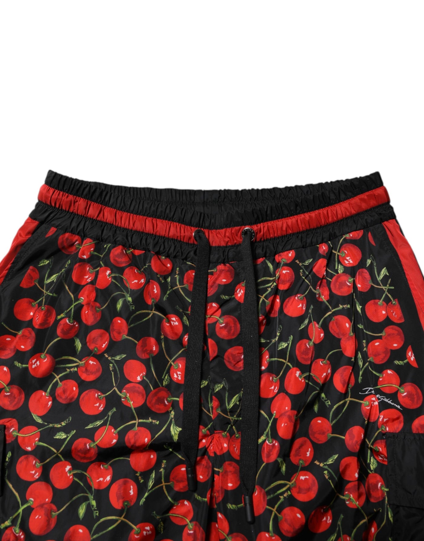 Dolce &amp; Gabbana Zwart Rood Kersenprint Heren Joggingbroek Broek