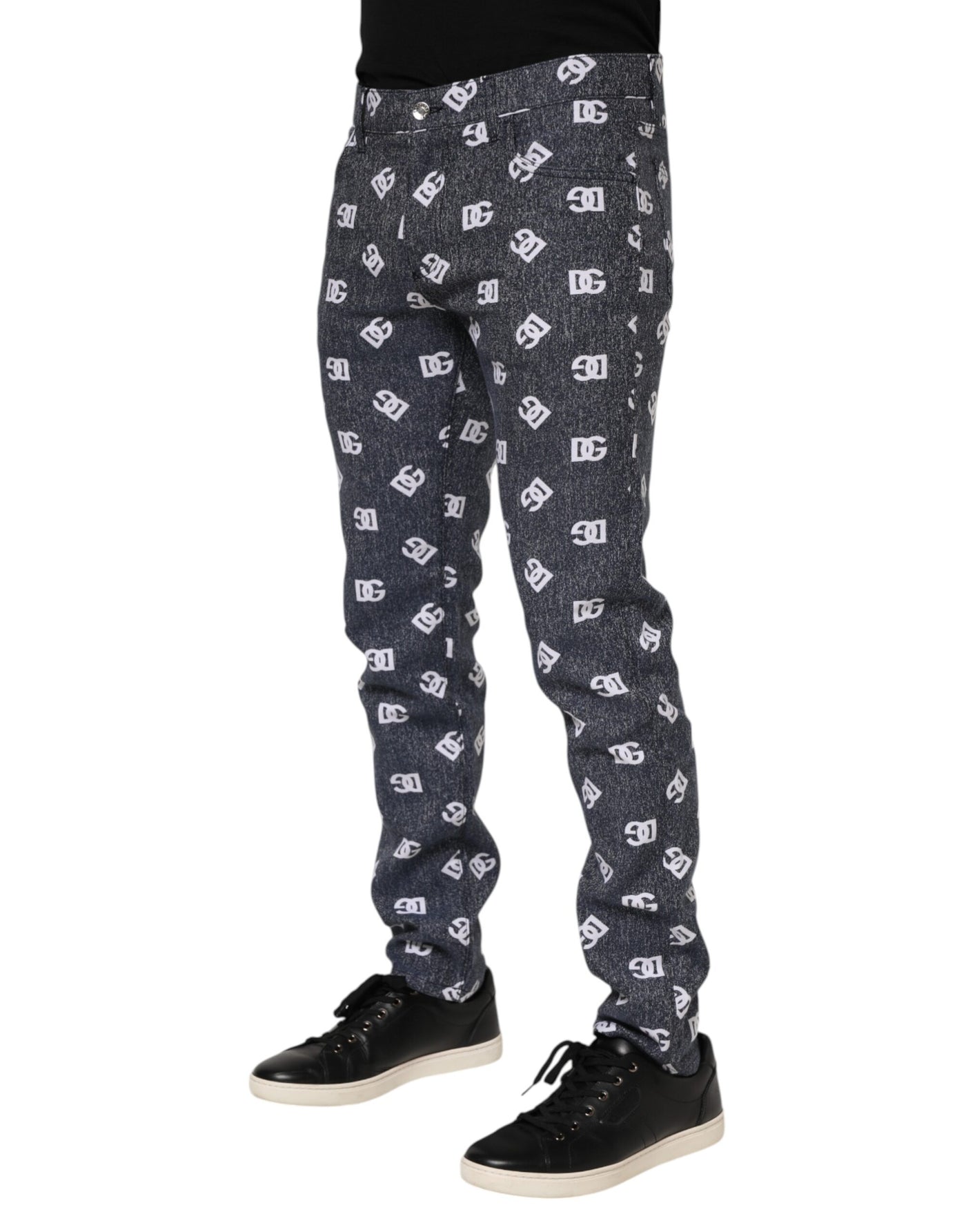 Dolce &amp; Gabbana donkergrijze logo katoenen skinny slim denim jeans