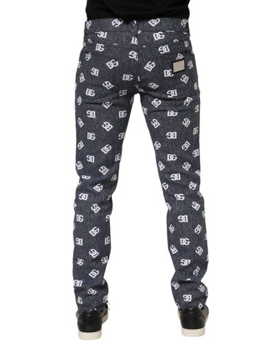 Dolce &amp; Gabbana donkergrijze logo katoenen skinny slim denim jeans