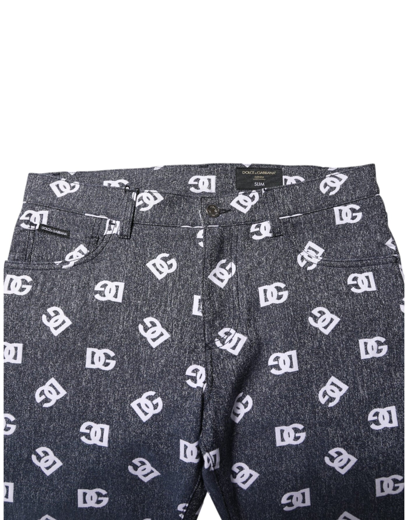 Dolce &amp; Gabbana donkergrijze logo katoenen skinny slim denim jeans