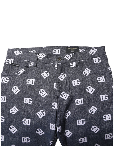 Dolce &amp; Gabbana donkergrijze logo katoenen skinny slim denim jeans