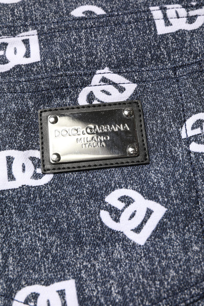 Dolce &amp; Gabbana donkergrijze logo katoenen skinny slim denim jeans