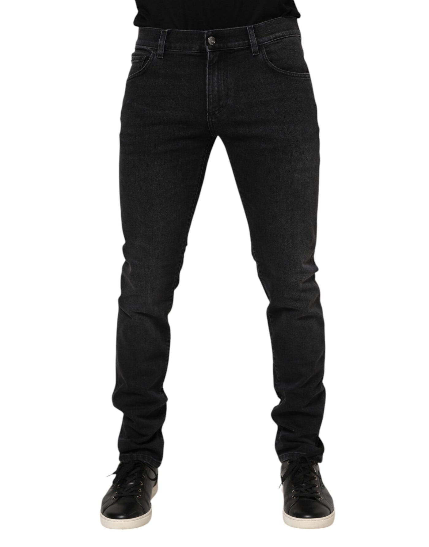 Dolce &amp; Gabbana Zwarte Gewassen Katoenen Skinny Denim Jeans