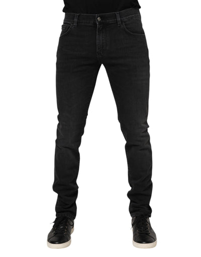 Dolce &amp; Gabbana Zwarte Gewassen Katoenen Skinny Denim Jeans