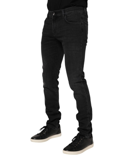 Dolce &amp; Gabbana Zwarte Gewassen Katoenen Skinny Denim Jeans