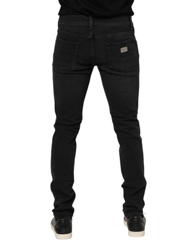Dolce &amp; Gabbana Zwarte Gewassen Katoenen Skinny Denim Jeans