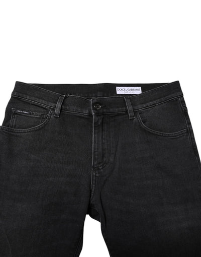 Dolce &amp; Gabbana Zwarte Gewassen Katoenen Skinny Denim Jeans
