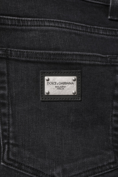 Dolce &amp; Gabbana Zwarte Gewassen Katoenen Skinny Denim Jeans