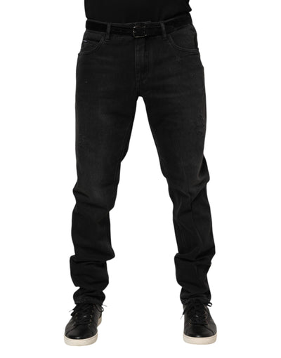 Dolce &amp; Gabbana zwarte skinny jeans met logoplaquette van katoen