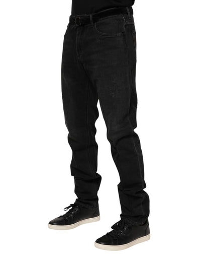 Dolce &amp; Gabbana zwarte skinny jeans met logoplaquette van katoen