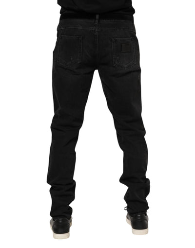Dolce &amp; Gabbana zwarte skinny jeans met logoplaquette van katoen