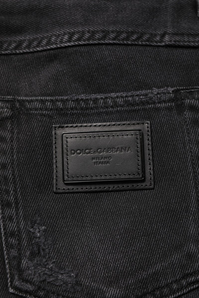 Dolce &amp; Gabbana zwarte skinny jeans met logoplaquette van katoen