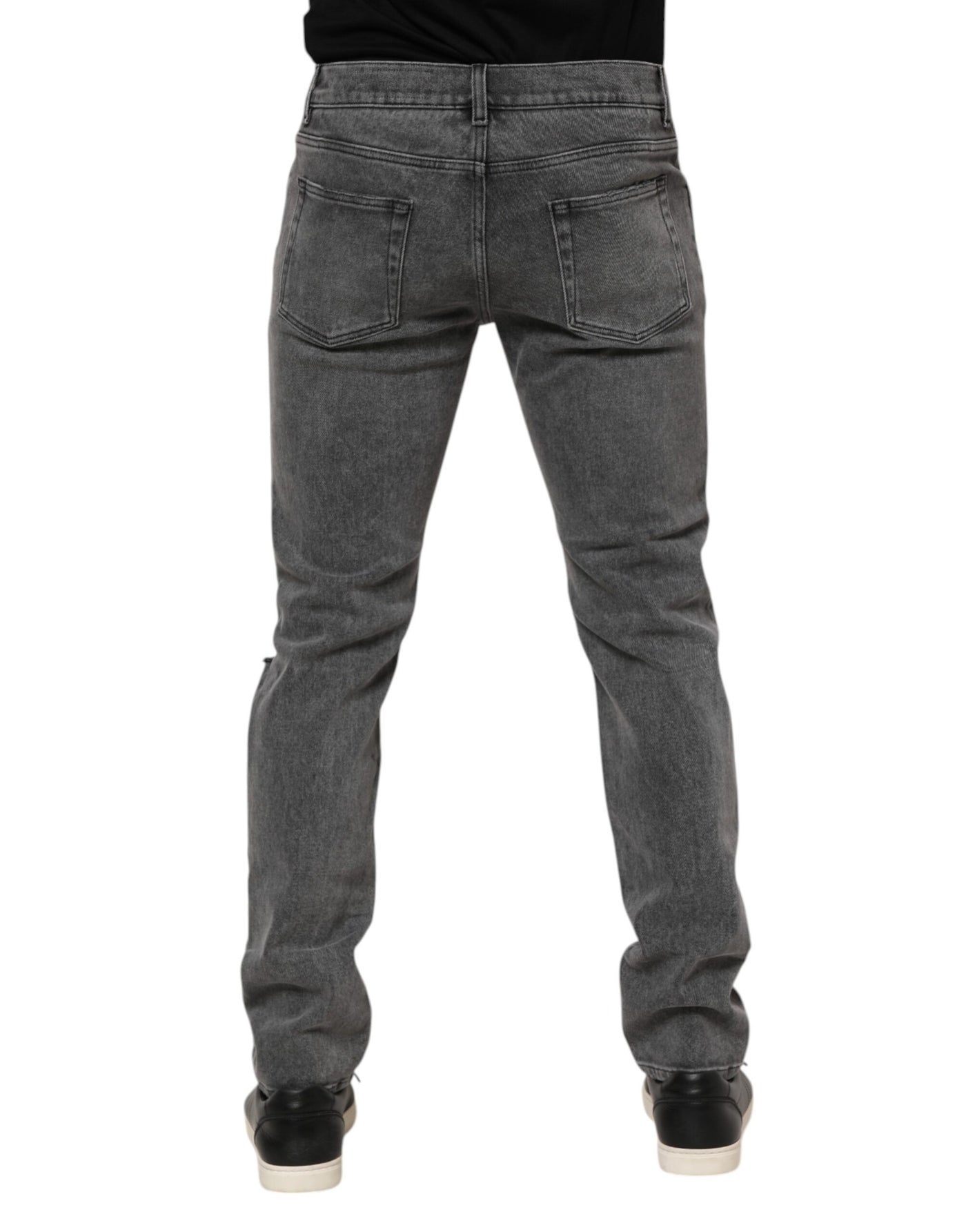 Dolce &amp; Gabbana grijze katoenen denim jeans met logoplaquette