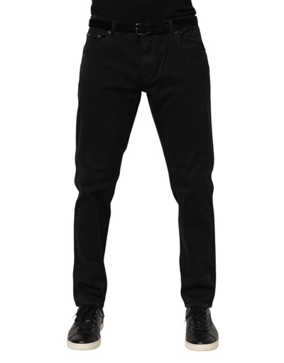 Dolce &amp; Gabbana Zwarte Katoenen GOUDEN Skinny Denim Jeans