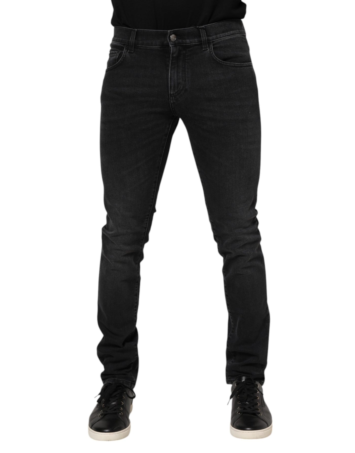 Dolce &amp; Gabbana Zwarte Gewassen Katoenen Skinny Denim Jeans