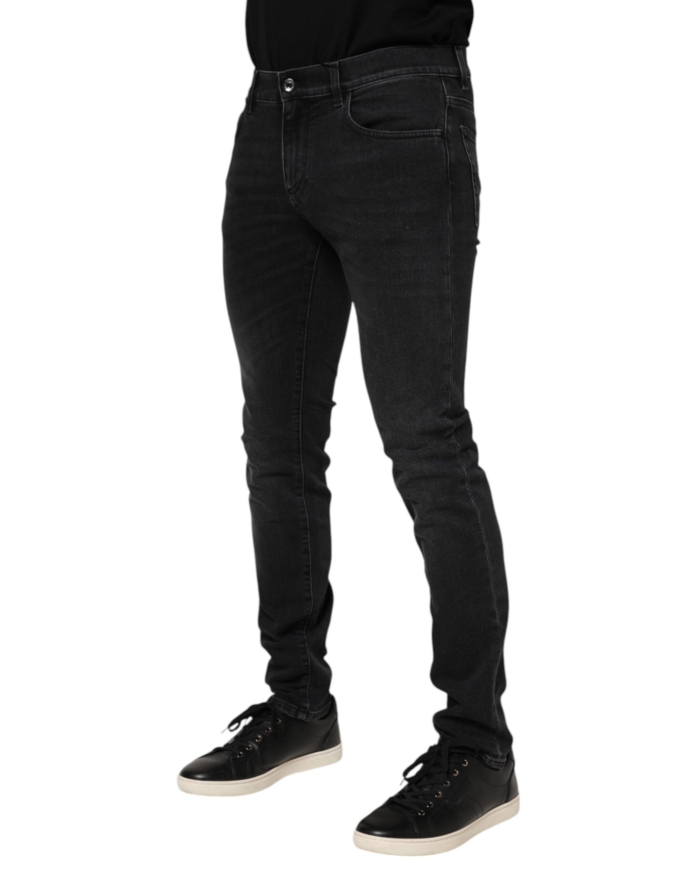 Dolce &amp; Gabbana Zwarte Gewassen Katoenen Skinny Denim Jeans