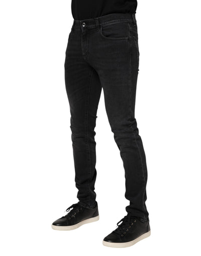 Dolce &amp; Gabbana Zwarte Gewassen Katoenen Skinny Denim Jeans