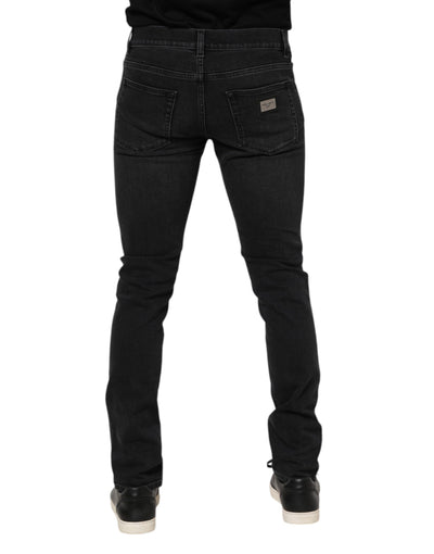 Dolce &amp; Gabbana Zwarte Gewassen Katoenen Skinny Denim Jeans