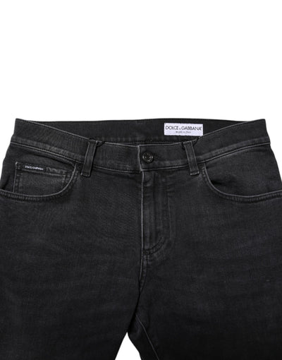 Dolce &amp; Gabbana Zwarte Gewassen Katoenen Skinny Denim Jeans
