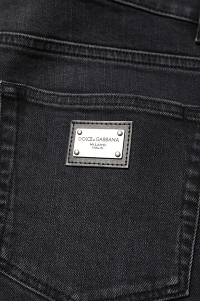 Dolce &amp; Gabbana Zwarte Gewassen Katoenen Skinny Denim Jeans