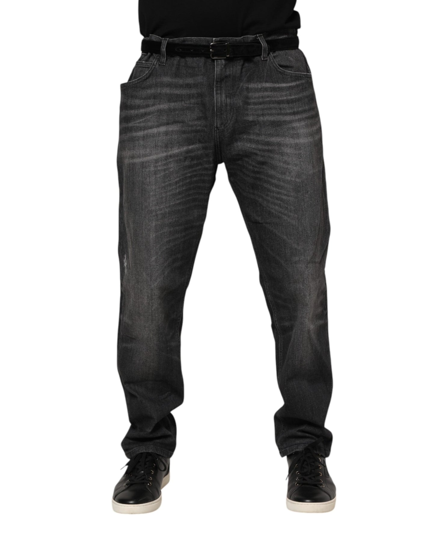 Dolce &amp; Gabbana Grijze Gewassen Katoenen Losse Denim Jeans