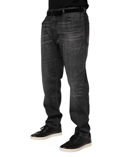 Dolce &amp; Gabbana Grijze Gewassen Katoenen Losse Denim Jeans