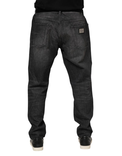 Dolce &amp; Gabbana Grijze Gewassen Katoenen Losse Denim Jeans