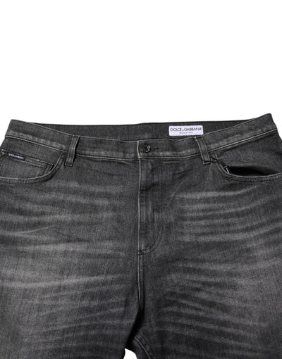 Dolce &amp; Gabbana Grijze Gewassen Katoenen Losse Denim Jeans