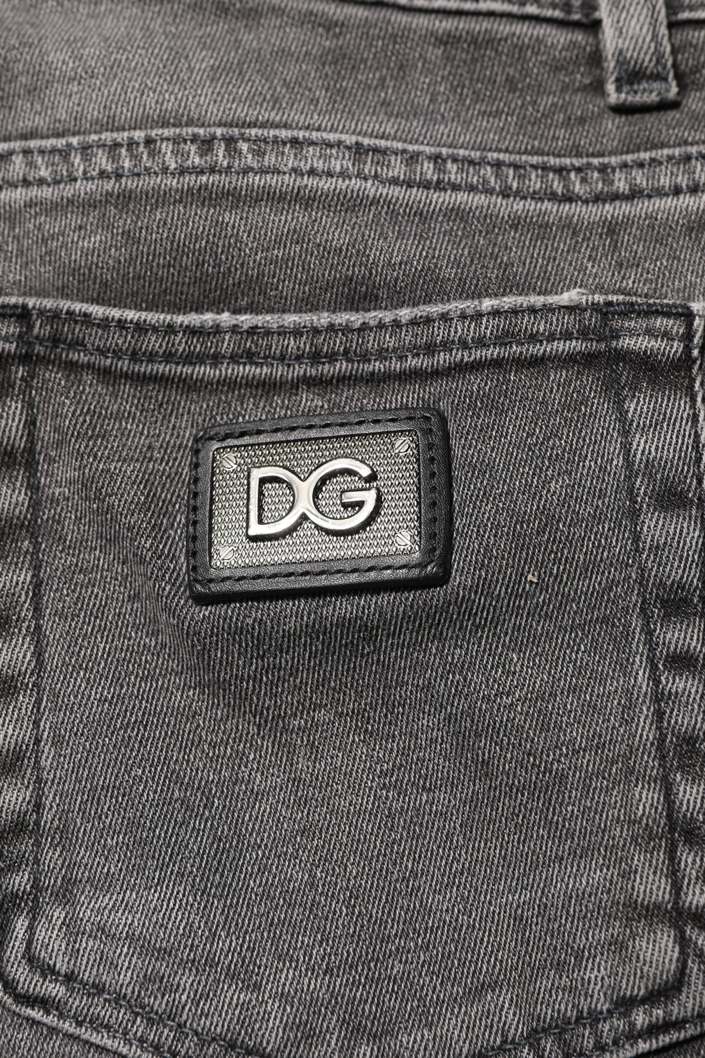Dolce &amp; Gabbana Grijze Katoenen Logo Plaque Heren Denim Jeans